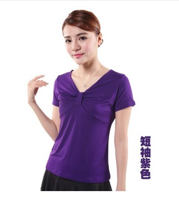 新款短袖上衣广场舞服装舞蹈服装拉丁舞服装瑜伽健身练功服包邮女