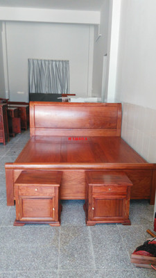 缅甸花梨木素面双人床 加厚独板大床 实木床 红木床 卧室家具排行榜