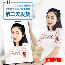饰画 DIY数字油画定制订制人物填充照片减压填色手绘手工油彩装