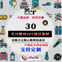 30个卡通可爱生日Party派对Icon图标PNG设计素材EPS矢量贴图图案
