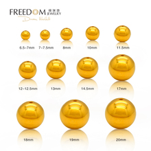福瑞地3D硬足金转运珠黄金散珠子小孔圆珠手链隔珠纯金光面佛珠