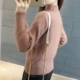 毛衣女春秋2018新款韩版宽松套头纯色半高领螺纹针织打底衫厚毛衫