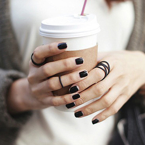 磨砂黑哑光戒指三件套