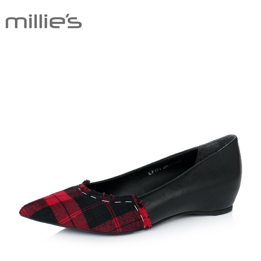 LF701CQ6妙丽牛皮浅口平底单鞋女尖头复古女鞋smillie