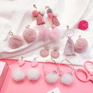 毛球耳环少女心个性耳钉