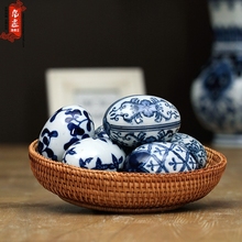 景德镇青花瓷手绘水中可漂浮陶瓷球样板间陶瓷家居饰品摆件摆设