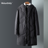 Wolunonlly羽绒服男中长款加厚连帽大衣男外套青年修身冬季潮男装