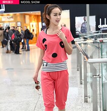 2018新款女装韩版时尚休闲短袖三件套女款秋季七分裤运动服套装