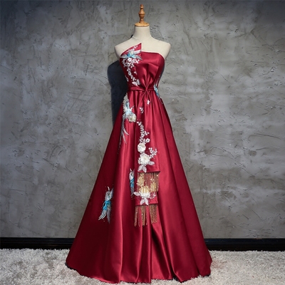 敬酒服长款2018新款中国风新娘结婚回门服红色宴会晚礼服女连衣裙
