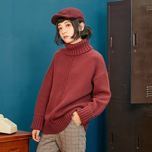  复古宽松高领加厚套头毛衣
