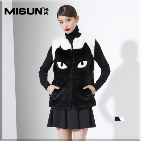 MISUN/米尚秋冬新款韩版女装进口人造皮草百搭马甲马夹背心女商品大图