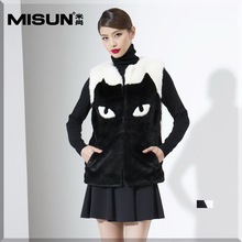 MISUN/米尚秋冬新款韩版女装进口人造皮草百搭马甲马夹背心女图片