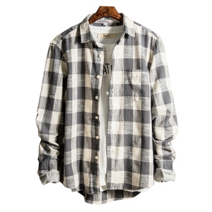 青少年格子长袖衬衣