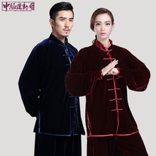 太极拳晨练功服秋冬加厚 秋冬金丝绒男女太极服 明月 荷叶晨露
