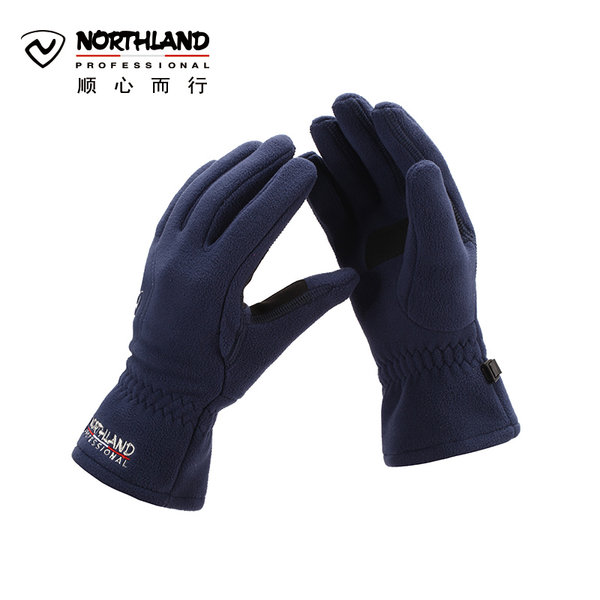 诺诗兰NORTHLAND秋冬徒步男女防滑耐磨防风保暖抓绒手套 A050522