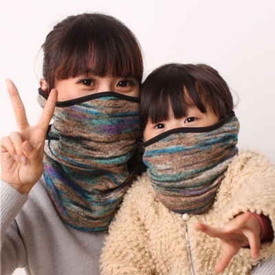 加厚秋冬保暖口罩耳罩二合一围脖亲子骑行护颈防风面罩女儿童