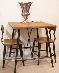 美式吧台铁艺餐桌餐椅实木桌椅茶餐厅奶茶店酒吧咖啡厅桌椅子组合