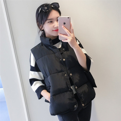 棉马甲女秋冬马夹短款羽绒棉背心学生坎肩女春秋冬中长款外套马