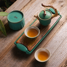 和风禅意一壶两杯干泡茶台家用小型茶盘托盘简约 精致日式茶具套装