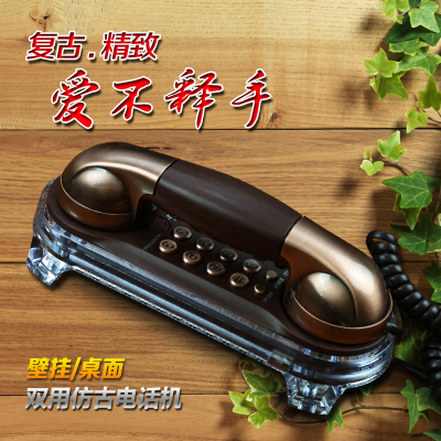 包邮欧式创意仿古电话机壁挂迷你小分机来电彩灯经典复古座机