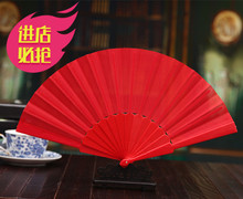 塑料古典扇子旗袍走秀用 夏季欧式女式纯色跳舞绢折叠舞蹈扇折扇