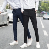 休闲裤男2018春夏季修身小脚裤男士裤子韩版潮流黑色长裤男生西裤