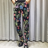 男小脚修身 时尚 花长裤 子韩版 牛仔裤 潮流显瘦男士 春夏印花彩绘裤