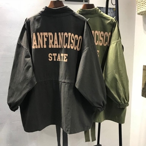 春秋季外套女学生2018新款韩版收腰宽松bf上衣百搭大码工装风衣潮