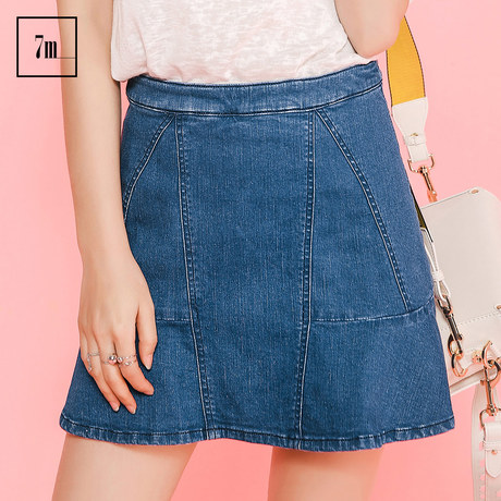 鱼尾A字裙拉夏贝尔7m2018夏装新款学生宽松牛仔包臀裙子半身裙女商品大图