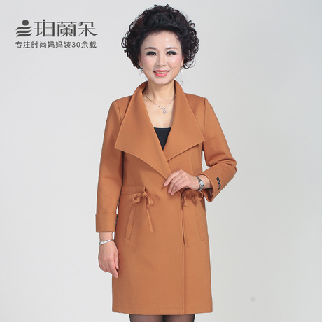 中年妈妈装中长款风衣时尚韩版修身大码女装外套女八分袖40-50岁商品大图