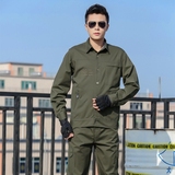 夏季纯棉长袖工作服套装男电焊工服薄款透气耐磨劳保服宽松迷彩服