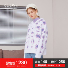 【预售】阔色2018冬季新款韩版女不规则连帽长袖上衣宽松毛衣图片