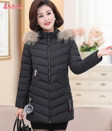 妈妈冬装棉衣40-50岁气质中老年女装韩版羽绒棉服厚外套2018新款商品大图