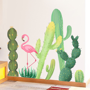 小清新仙人掌创意自粘墙纸贴