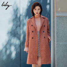 【景甜同款】Lily2018秋新款女装直筒长款毛呢外套双面呢大衣女图片