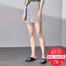 新品 女夏季宽松黑白条纹百搭纯棉高腰女裤 梵希蔓休闲短裤 76元