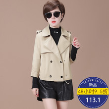 秋比2018秋季新款韩版时尚肩章西装领双排扣九分袖短款小外套女图片