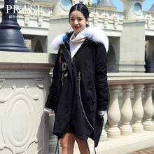 PRASE女装 冬季新款原宿加厚派克服女潮大毛领羽绒服女中长款.图片