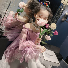 奇米迪 清仓/童装女童秋装新款仙美一字肩儿童娃娃衫女孩衬衫上衣