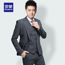 新郎服装 正装 男士 休闲西装 结婚礼服伴郎修身 罗蒙西服男三件套装
