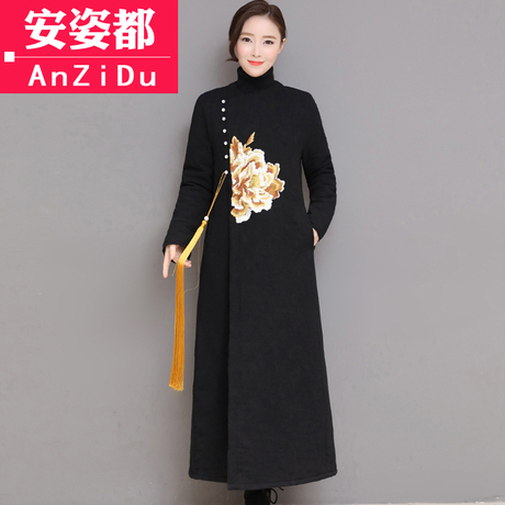 唐装棉袄冬装棉衣外套中长款中式旗袍上衣禅服加厚棉麻茶服女秋冬商品大图