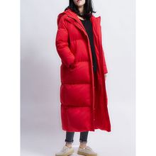 长款 高端定制精细棉麻连帽保暖加厚 冬新品 简二三事 过膝羽绒服女