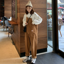 百搭涂鸦印花卫衣 冬季女2018新款 背带裤 灯芯绒宽松工装 子两件套