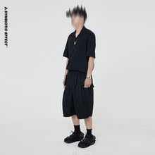 SYMBIOTIC EFFECT 共生效应 舒适百褶抽绳宽松机能短裤黑色军绿