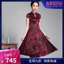 香云纱旗袍连衣裙夏 2019真丝中长款文艺女裙子 改良日常中式女装图片