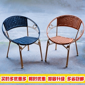 藤椅单人 小藤椅子靠背椅家用儿童编织小凳子 阳台桌椅户外腾椅