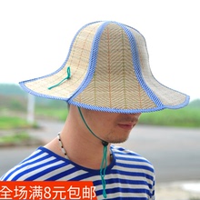 扇帽钓鱼草编帽 便携旅行折叠草帽 包邮 男女太阳帽 遮阳草帽 满8元