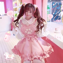 蝴蝶结木耳边洋装 原创日系软妹猫爪爱心背带半身裙 幼金宝宝