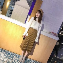 秋冬不会冷.显瘦格纹百褶+很垂+露脚踝款=推荐!