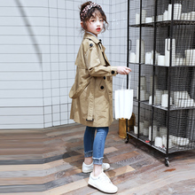 儿童洋气春秋外套中大童英伦风中长款 风衣外套潮 女童风衣2019新款